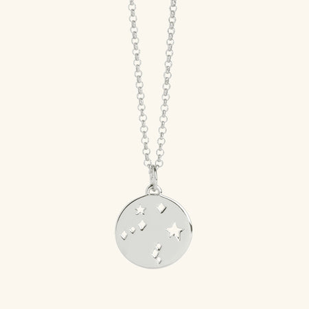 Libra Star Sign Necklace Silver